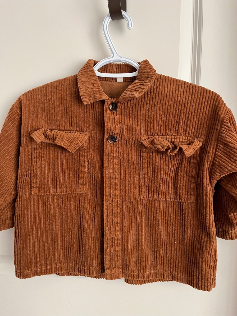 Corduroy Button-Up Jacket in Rust